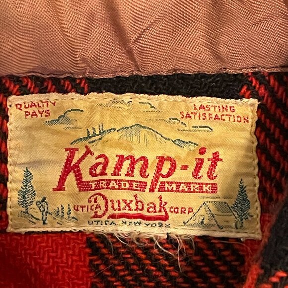 Vintage 1950s/60 Duxback Kamp It Wool Buffalo Check Plaid Red Shirt Jacket - Picture 11 of 16